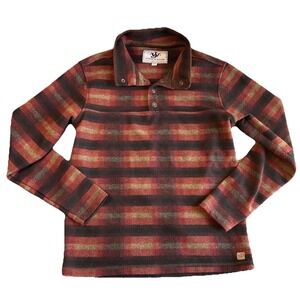 JOHN WAYNE Men's Fleece Plaid‎ Snap Collar Pullover Shirt Size S